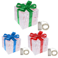 HKM-898323 Glowing Christmas Gift Box Ornament with LED Lights and Bow for Indoor and Outdoor Decoration