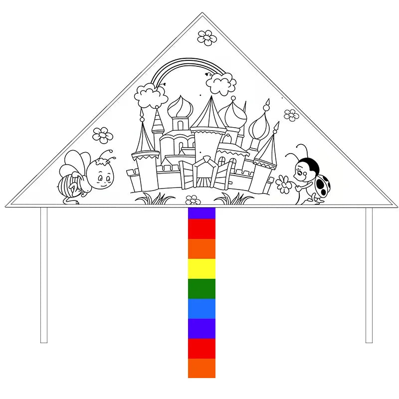 HKM-898451 Customizable Delta Shape Hand Painted Doodle Kites for Kids - DIY Flying Toys
