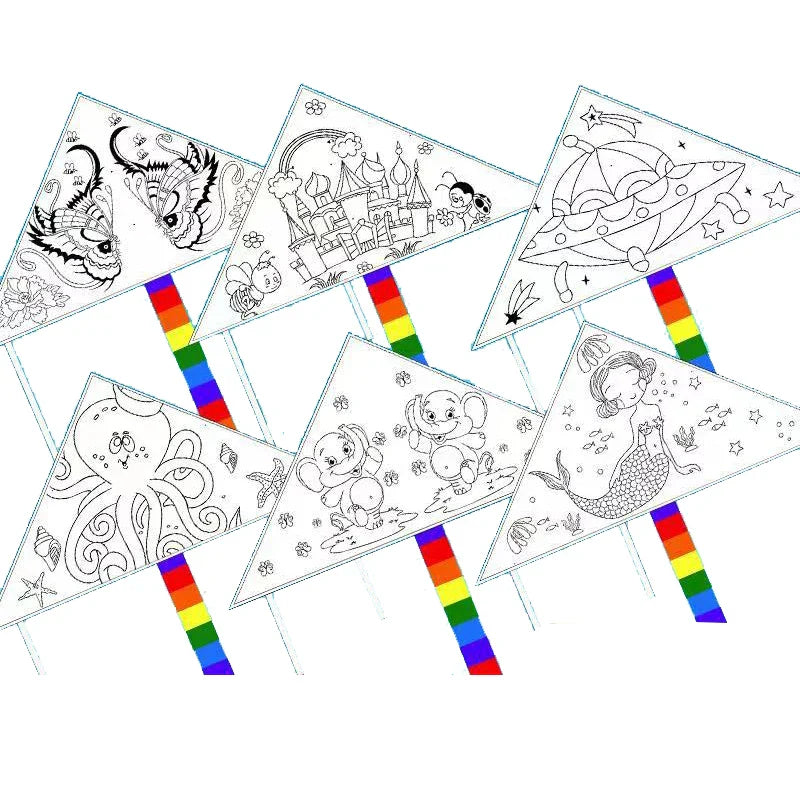 HKM-898451 Customizable Delta Shape Hand Painted Doodle Kites for Kids - DIY Flying Toys