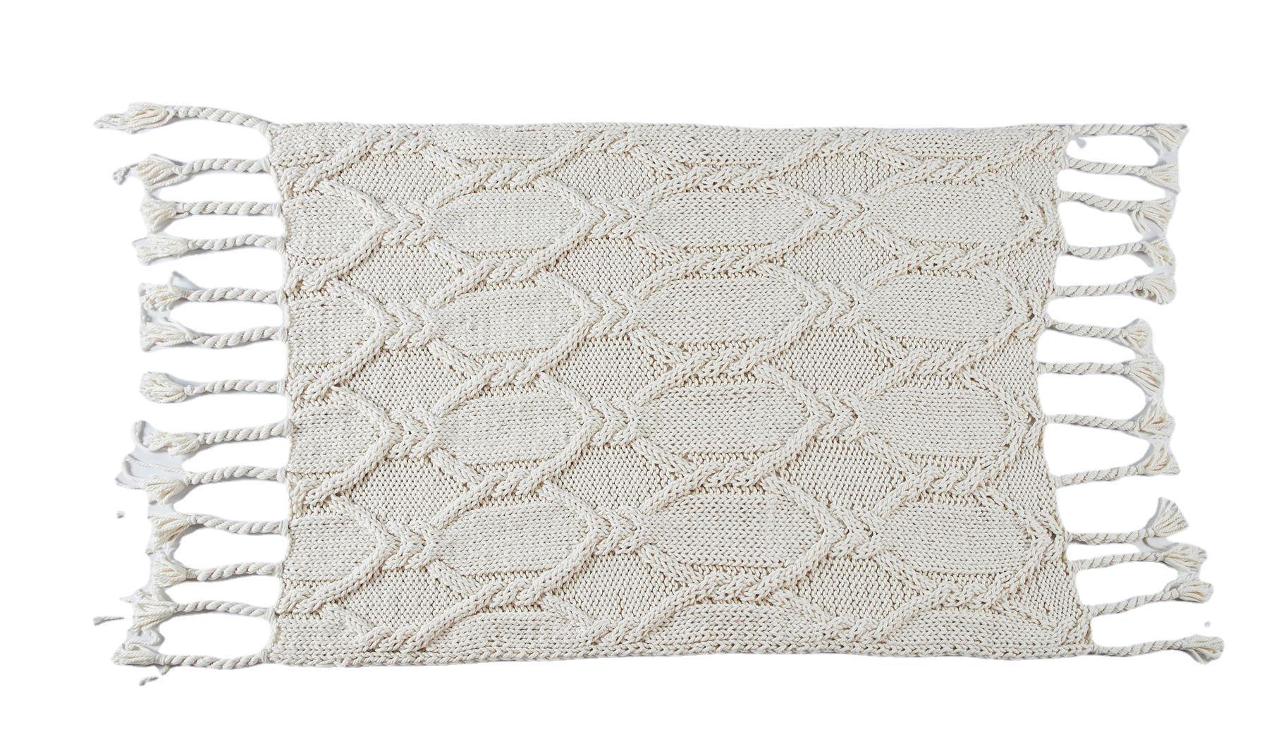 HKM-898515 Handmade Acrylic Knit Casual Soft Blanket - 120x150cm in Beige