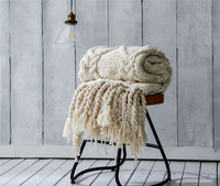 HKM-898515 Handmade Acrylic Knit Casual Soft Blanket - 120x150cm in Beige