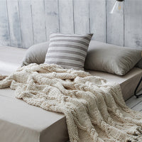 HKM-898515 Handmade Acrylic Knit Casual Soft Blanket - 120x150cm in Beige