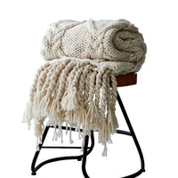 HKM-898515 Handmade Acrylic Knit Casual Soft Blanket - 120x150cm in Beige