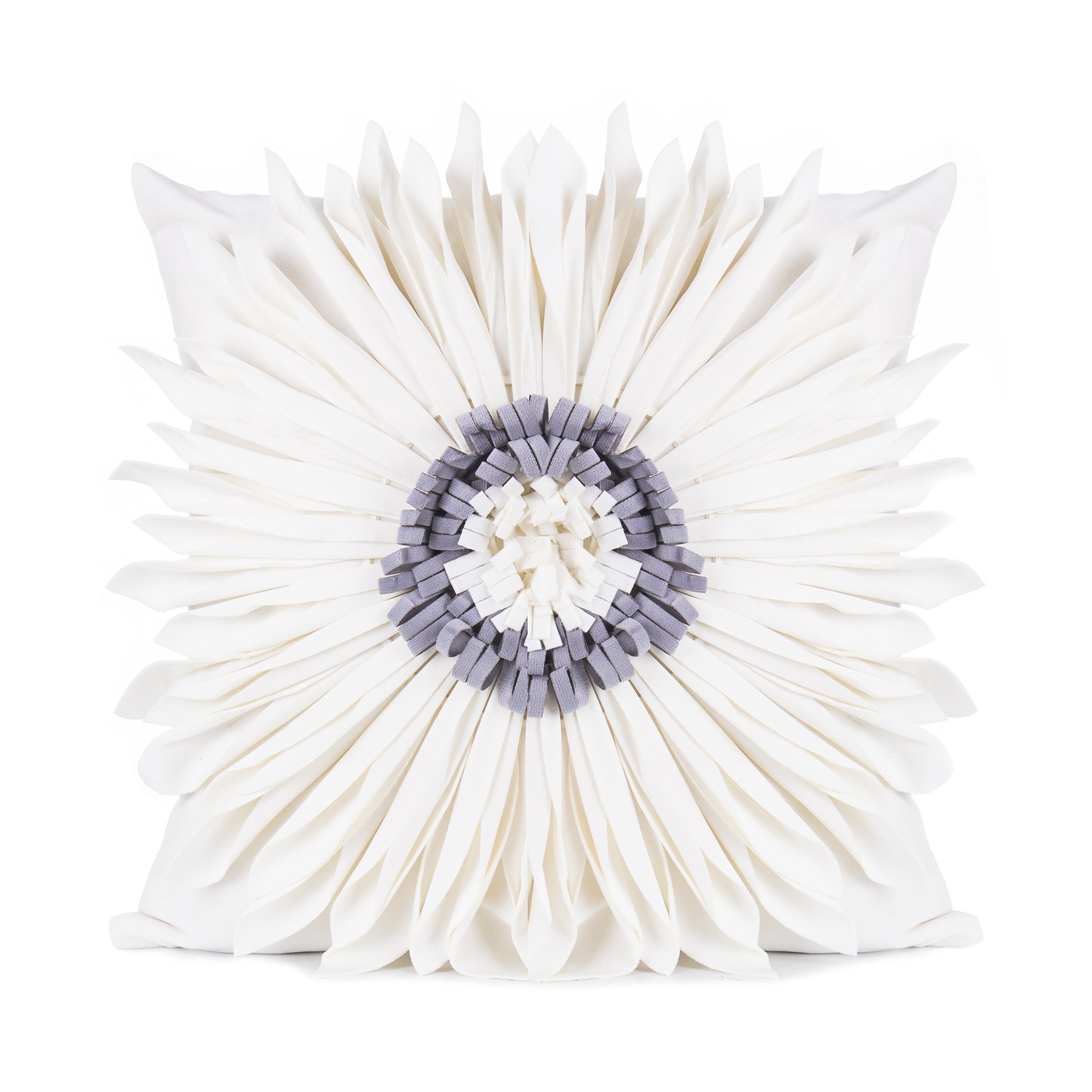 HKM-898579 Velvet 3D Chrysanthemum Decorative Throw Pillow with Fringed Hem - Blue, 45CM x 45CM