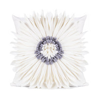 HKM-898579 Velvet 3D Chrysanthemum Decorative Throw Pillow with Fringed Hem - Blue, 45CM x 45CM