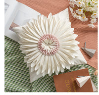 HKM-898579 Velvet 3D Chrysanthemum Decorative Throw Pillow with Fringed Hem - Blue, 45CM x 45CM