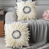 HKM-898579 Velvet 3D Chrysanthemum Decorative Throw Pillow with Fringed Hem - Blue, 45CM x 45CM