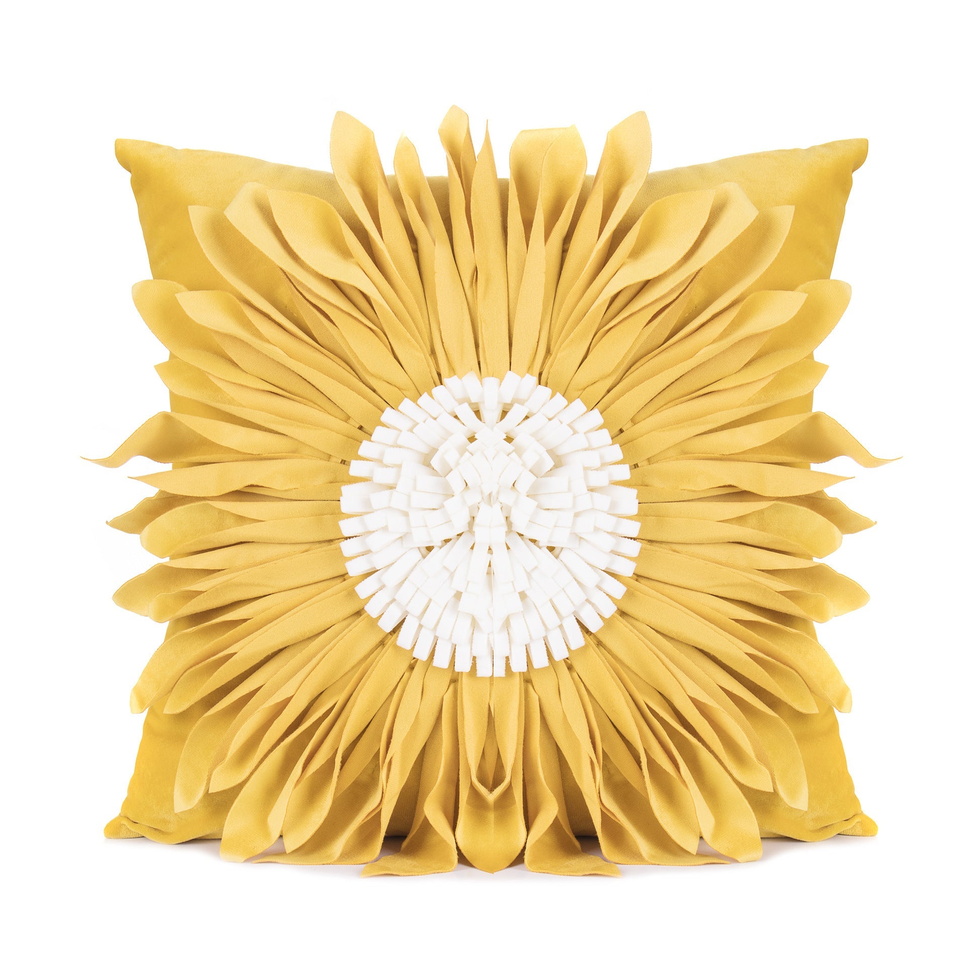 HKM-898579 Velvet 3D Chrysanthemum Decorative Throw Pillow with Fringed Hem - Blue, 45CM x 45CM
