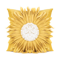 HKM-898579 Velvet 3D Chrysanthemum Decorative Throw Pillow with Fringed Hem - Blue, 45CM x 45CM