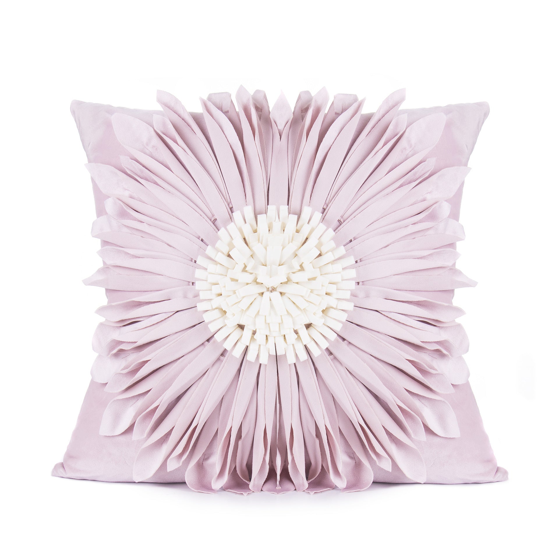HKM-898579 Velvet 3D Chrysanthemum Decorative Throw Pillow with Fringed Hem - Blue, 45CM x 45CM