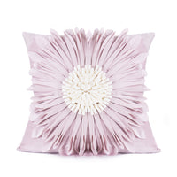 HKM-898579 Velvet 3D Chrysanthemum Decorative Throw Pillow with Fringed Hem - Blue, 45CM x 45CM