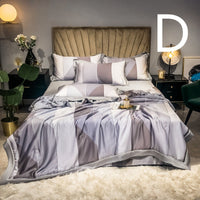 HKM-899027 Tencel Summer Quilt Set - 4-Piece Air-Conditioning Bedding, Breathable and Machine Washable