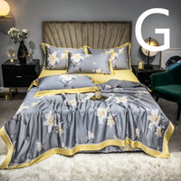 HKM-899027 Tencel Summer Quilt Set - 4-Piece Air-Conditioning Bedding, Breathable and Machine Washable