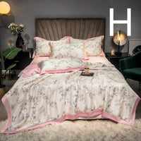 HKM-899027 Tencel Summer Quilt Set - 4-Piece Air-Conditioning Bedding, Breathable and Machine Washable