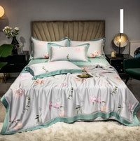 HKM-899027 Tencel Summer Quilt Set - 4-Piece Air-Conditioning Bedding, Breathable and Machine Washable