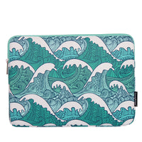 HKM-899219 Breathable Waterproof Polyester Digital Printing Computer Liner Bag Cover - Available in 11 to 15 Inches, Green Wave