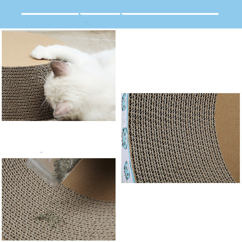 HKM-899347 Bowl-Shaped Corrugated Cat Scratching Board in Wood Color
