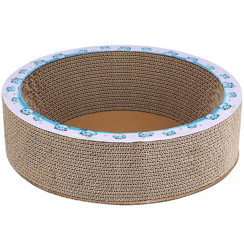HKM-899347 Bowl-Shaped Corrugated Cat Scratching Board in Wood Color