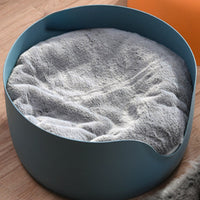 HKM-899475 All-Season Cat Nest and Scratching Bowl with Thick Plush Mat for Dual Use