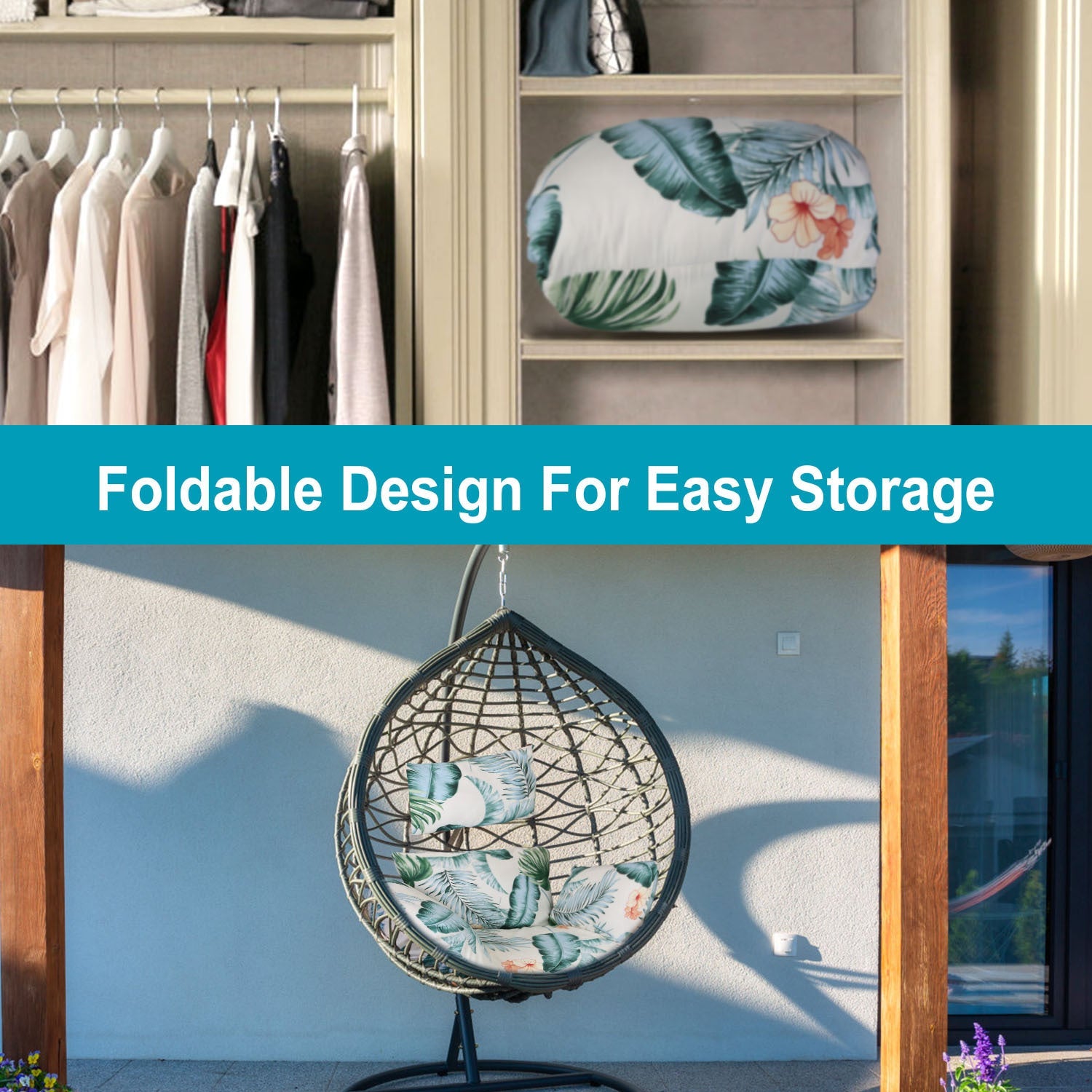 KTX-899731 Thick Soft Cushion for Hanging Egg Chair with Headrest – Versatile Outdoor Comfort Seat Pad