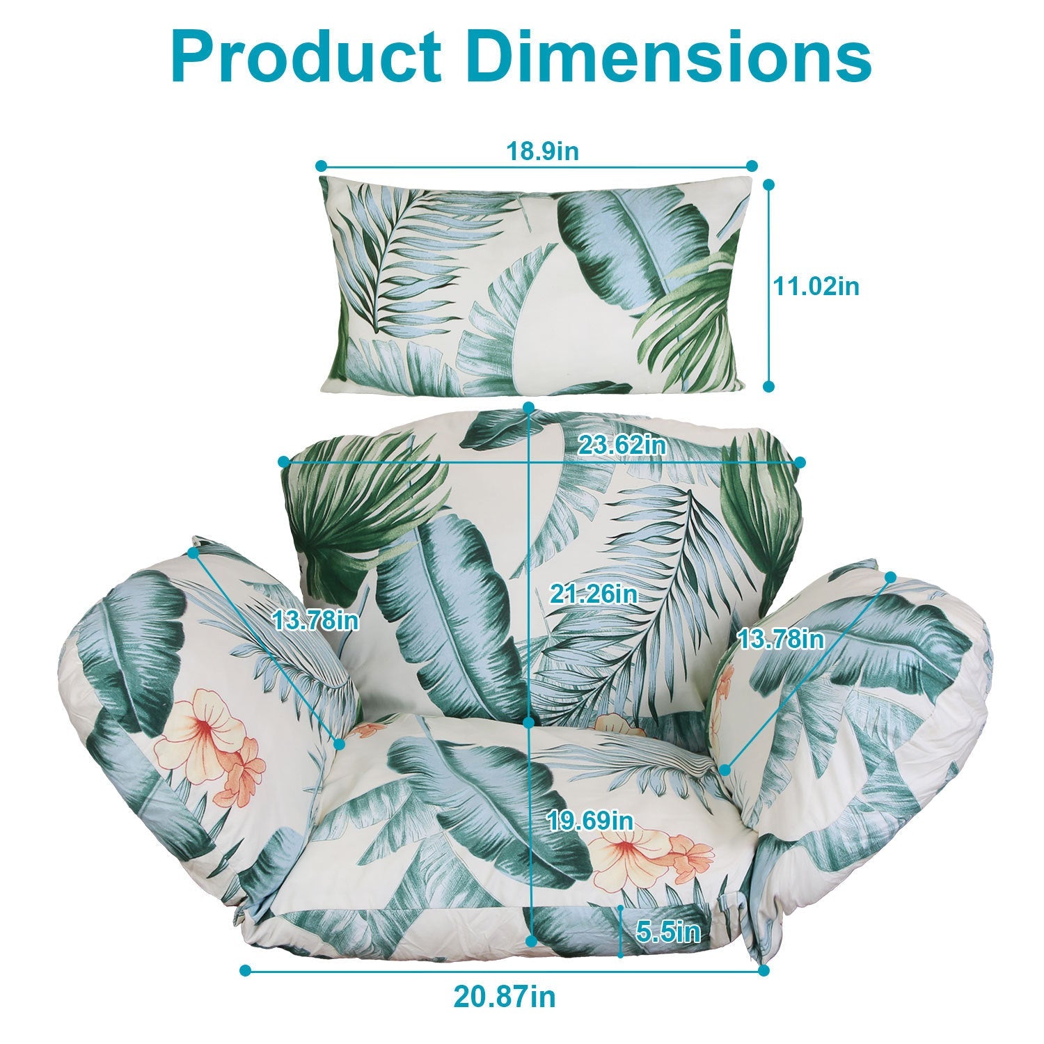 KTX-899731 Thick Soft Cushion for Hanging Egg Chair with Headrest – Versatile Outdoor Comfort Seat Pad