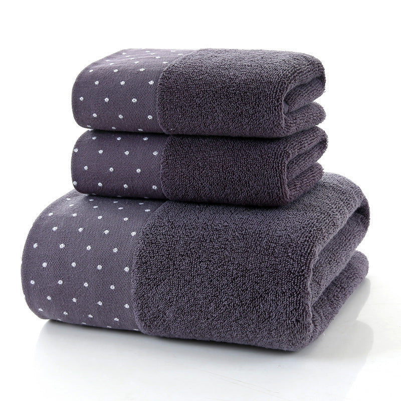 KTX-899923 Soft Cotton Three-Piece Towel Set with Elegant Embroidery - Multiple Colors and Patterns Available
