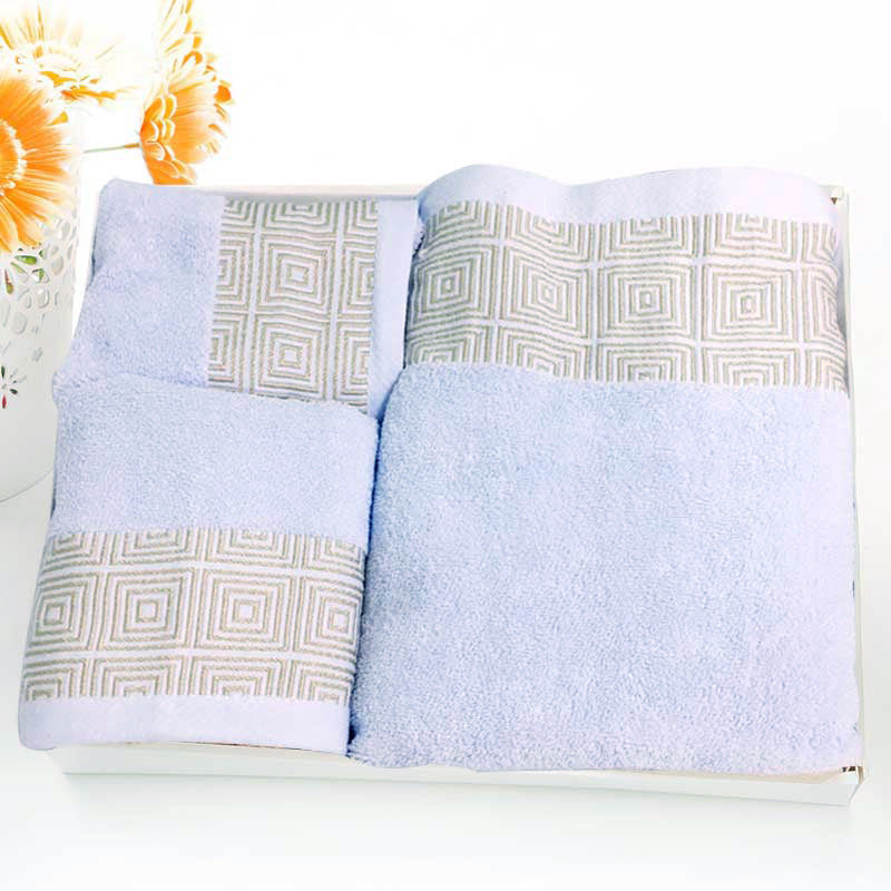KTX-899923 Soft Cotton Three-Piece Towel Set with Elegant Embroidery - Multiple Colors and Patterns Available