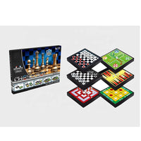 HKM-899987 6 in 1 Multi-Game Set: Chess, Backgammon, Ludo, Snakes and Ladders, Checkers - Perfect for Ages 4-12