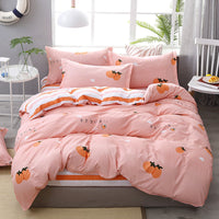HKM-900115 Urban Plant and Flower Print Quilted Bedding Set - 4 Pieces in Polyester Fiber
