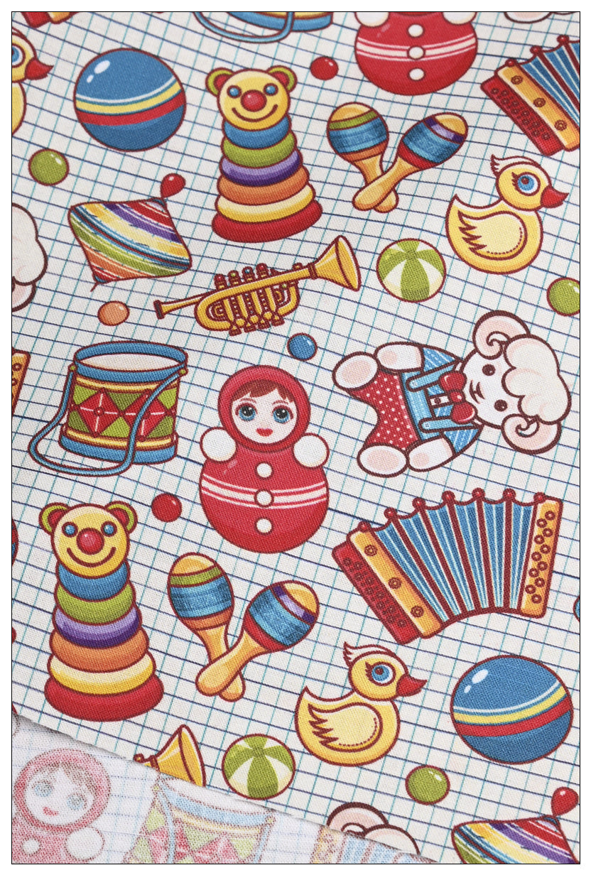 HKM-900179 Nostalgic Cartoon Cotton Fabric for DIY Crafts - 110cm Wide