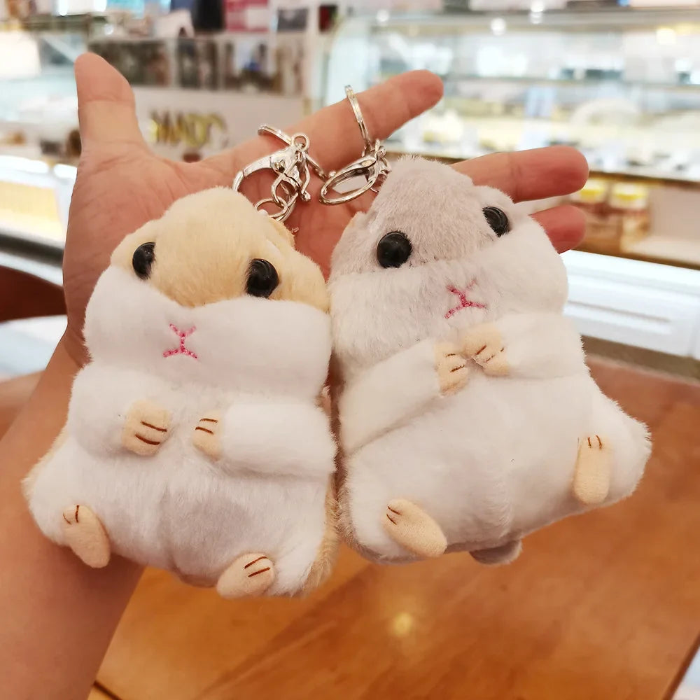 HKM-900179 Plush Hamster Keychain Pendant for Bags & Backpacks - Cute Cartoon Accessory
