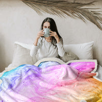HKM-900179 Soft Gradient Lamb Wool Throw Blanket - Cozy Sherpa Fleece for Couch, Office, and Outdoors, 50"x60" & 60"x80" Sizes