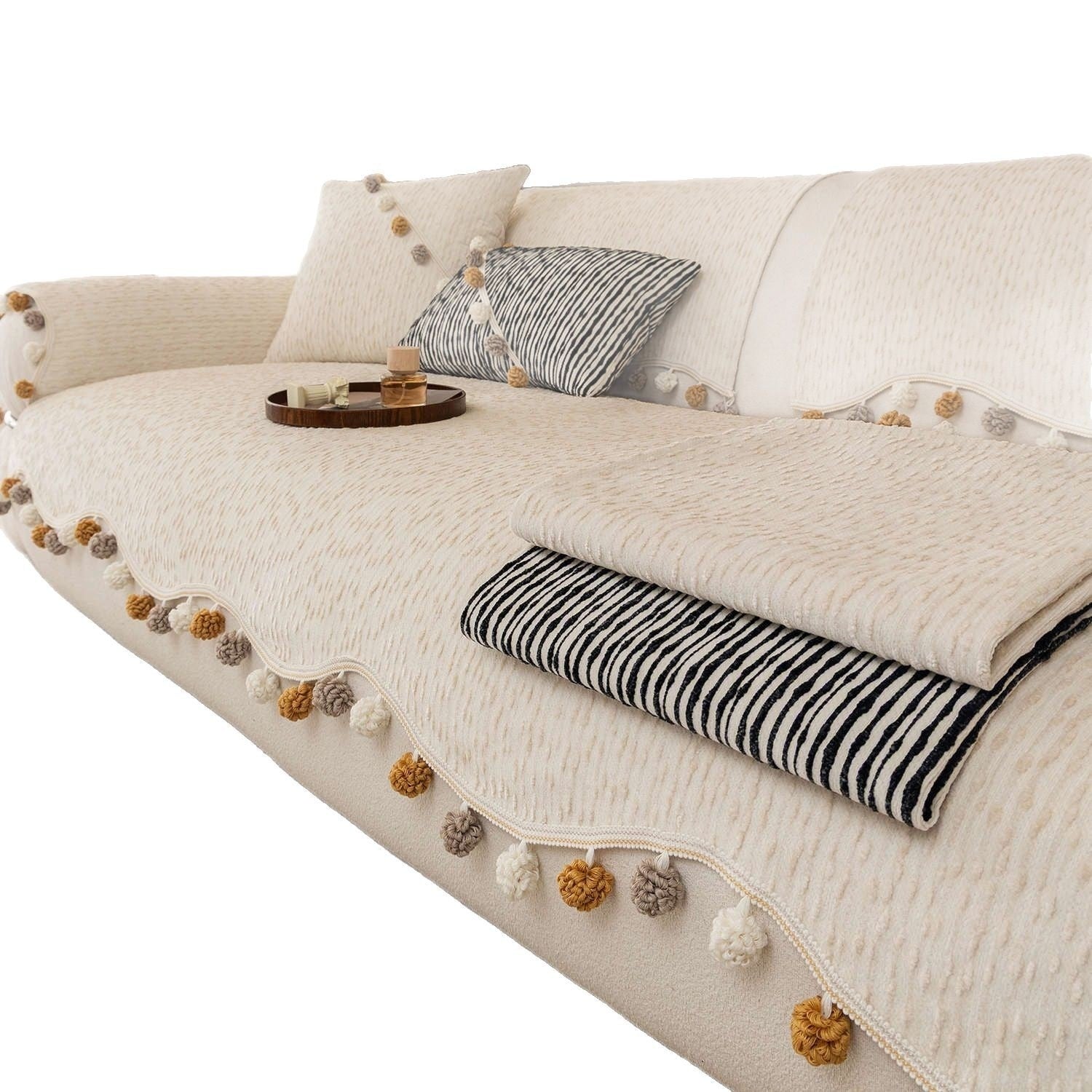 HKM-900243 Four Seasons Universal High-End Straight Seat Cushion Cover in Alice Fur Ball Colors