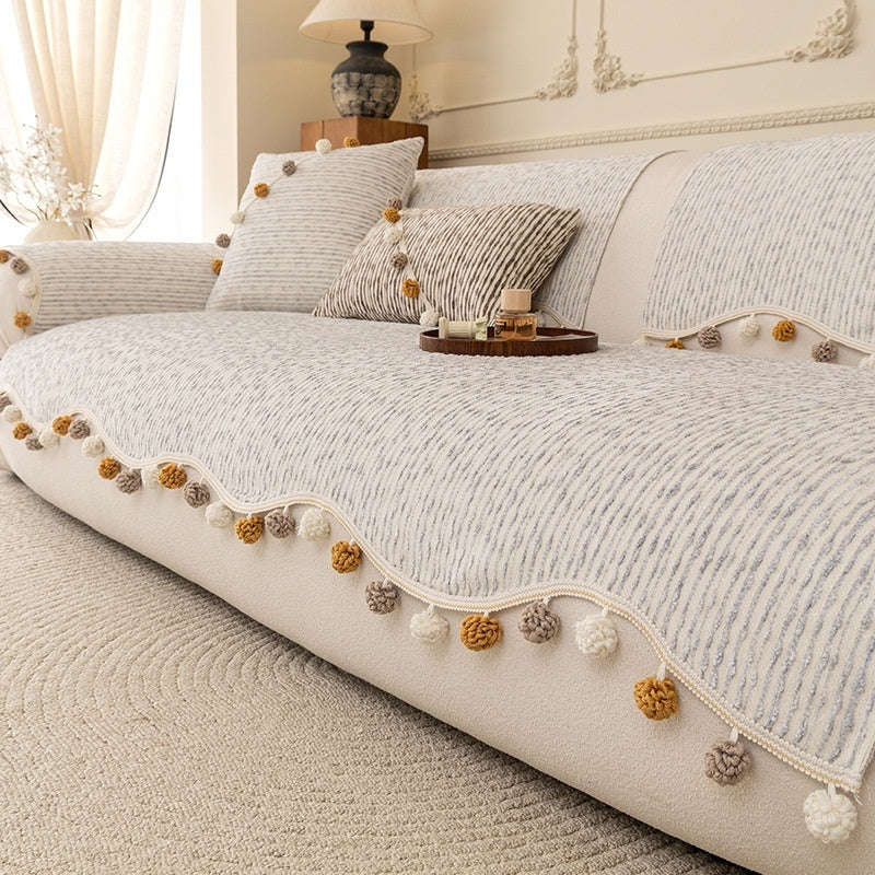 HKM-900243 Four Seasons Universal High-End Straight Seat Cushion Cover in Alice Fur Ball Colors