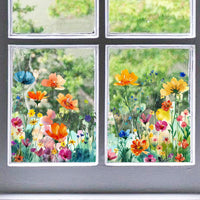 HKM-900435 Medium Floral Pattern PVC Glass Pastry Decorative Sticker - Modern Simplicity Design, 30cm x 60cm