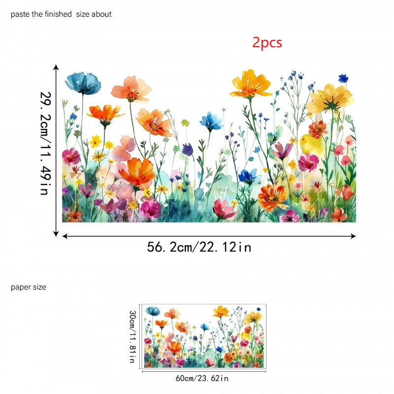 HKM-900435 Medium Floral Pattern PVC Glass Pastry Decorative Sticker - Modern Simplicity Design, 30cm x 60cm