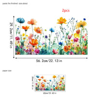 HKM-900435 Medium Floral Pattern PVC Glass Pastry Decorative Sticker - Modern Simplicity Design, 30cm x 60cm