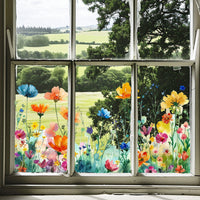 HKM-900435 Medium Floral Pattern PVC Glass Pastry Decorative Sticker - Modern Simplicity Design, 30cm x 60cm