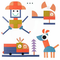 HKM-900499 100-Piece Wooden Geometric Matching Jigsaw Puzzle for Children Ages 2 and Up