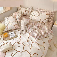 HKM-900499 Cartoon Bear Four-Piece Bedding Set with Quilt Cover in Various Sizes
