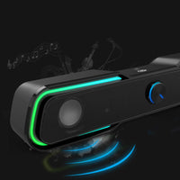 HKM-900563 RGB Wired Multimedia Subwoofer Speaker for Computer and Mobile Devices - 2.1 Channel, Black