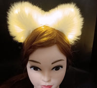 HKM-900627 Cute Plush Glowing Cat Ears Headband – Handmade Hair Accessories for Halloween