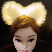 HKM-900627 Cute Plush Glowing Cat Ears Headband – Handmade Hair Accessories for Halloween