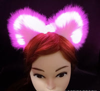 HKM-900627 Cute Plush Glowing Cat Ears Headband – Handmade Hair Accessories for Halloween