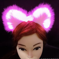 HKM-900627 Cute Plush Glowing Cat Ears Headband – Handmade Hair Accessories for Halloween