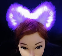 HKM-900627 Cute Plush Glowing Cat Ears Headband – Handmade Hair Accessories for Halloween