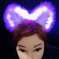 HKM-900627 Cute Plush Glowing Cat Ears Headband – Handmade Hair Accessories for Halloween