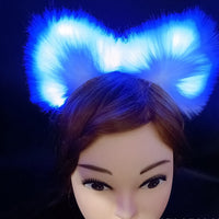 HKM-900627 Cute Plush Glowing Cat Ears Headband – Handmade Hair Accessories for Halloween