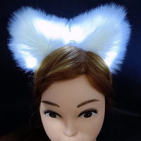 HKM-900627 Cute Plush Glowing Cat Ears Headband – Handmade Hair Accessories for Halloween