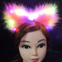 HKM-900627 Cute Plush Glowing Cat Ears Headband – Handmade Hair Accessories for Halloween